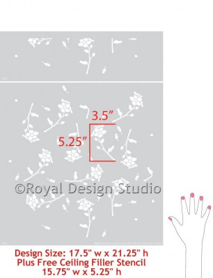 Wall-stencil-falling-daisies-Hand-Image